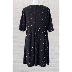 ASOS Y2K Black Polkadot Smock Shift Dress Sz 8 M Dark Fairy Party Girly Flirty